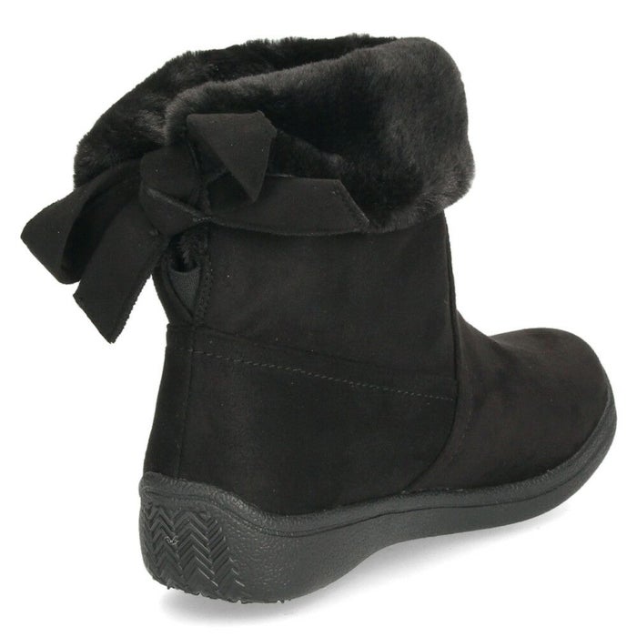 ショートブーツ レディース ブーツ ファー あったか 裏ボア仕様 ３E 幅広 防水 軽量 防寒 防滑 柔らかい 防臭 靴 リボン付き Willson Lee ウィルソンリー 7775