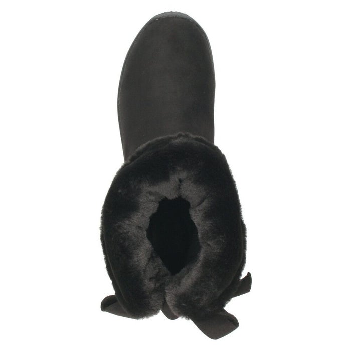 ショートブーツ レディース ブーツ ファー あったか 裏ボア仕様 ３E 幅広 防水 軽量 防寒 防滑 柔らかい 防臭 靴 リボン付き Willson Lee ウィルソンリー 7775