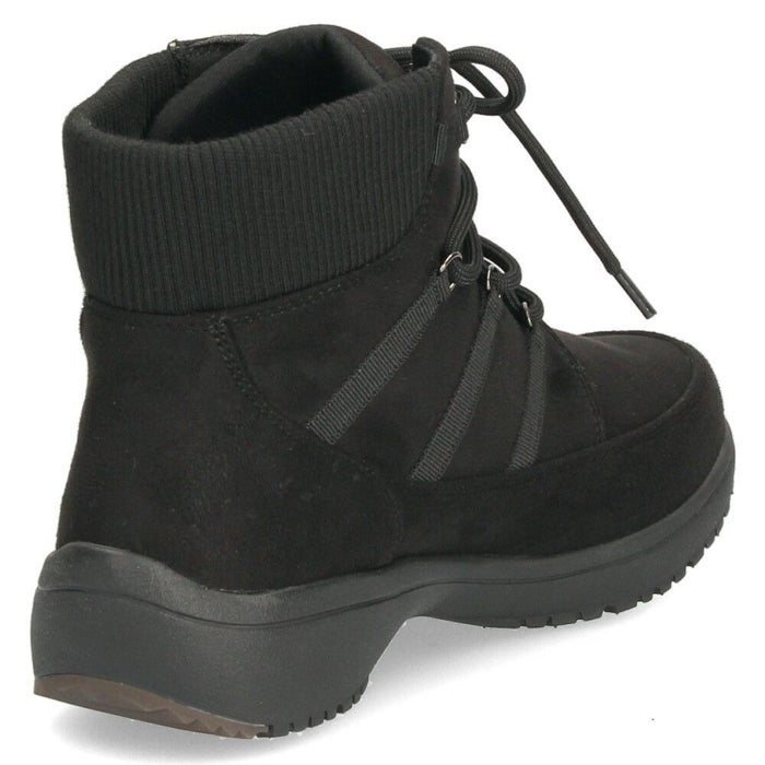 ショートブーツ レディース レースアップブーツ リブニット あったか 5E 幅広 防滑 防水 軽量 屈曲 柔らかい 安定歩行 ゆったり WilsonLee ウィルソンリー 8882