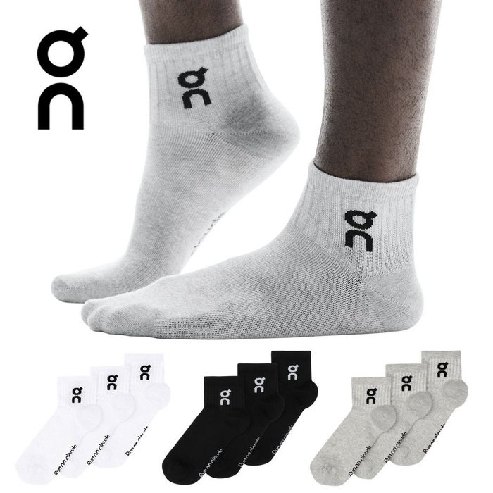 On オン ソックス Logo Sock Mid 3P ロゴ ソックス ミッド 2UF10520069  2UF10520553  2UF10521732 靴下 3足組  通気性 メンズ レディース デイリー