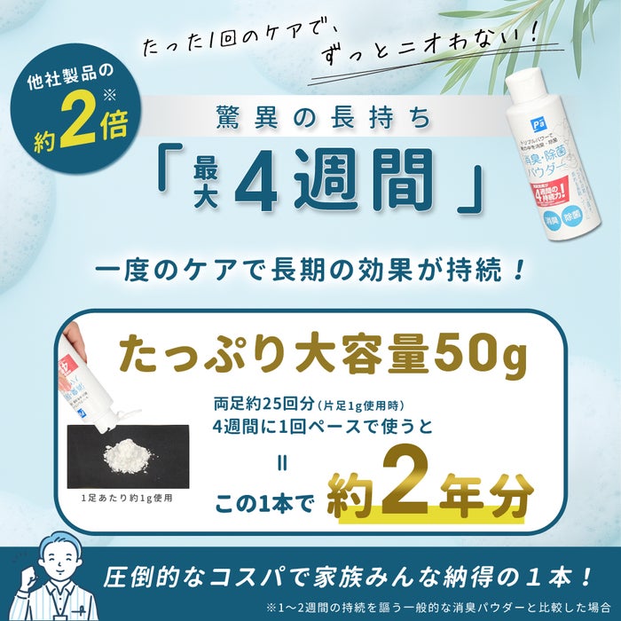 消臭 パウダー 靴 最強 消臭粉末 日本製 消臭剤 除菌 防臭 吸湿 無香料 におい消し 靴の臭い消し 弱酸性 足の臭い 入れるだけ 対策 粉 Parade パレード 20220615