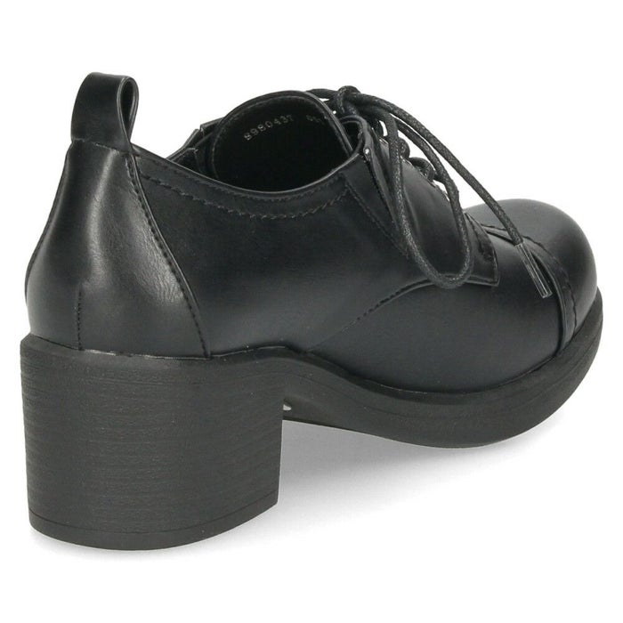 byあしながおじさん レースアップシューズ レディース 8980437 靴 厚底 ヒール レースアップ ラウンドトゥ 歩きやすい 痛くない ゆったり 黒 ブラック