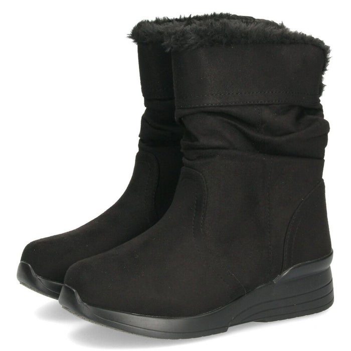 ブーツ レディース 歩きやすい 防水 防寒 防滑 冬 軽量 ミドル丈 ブーツ ボア 黒 スエード 幅広 4E ゆったり 靴 ALUFORT アルフォート 93951