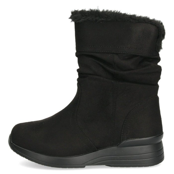 ブーツ レディース 歩きやすい 防水 防寒 防滑 冬 軽量 ミドル丈 ブーツ ボア 黒 スエード 幅広 4E ゆったり 靴 ALUFORT アルフォート 93951