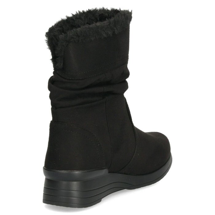 ブーツ レディース 歩きやすい 防水 防寒 防滑 冬 軽量 ミドル丈 ブーツ ボア 黒 スエード 幅広 4E ゆったり 靴 ALUFORT アルフォート 93951