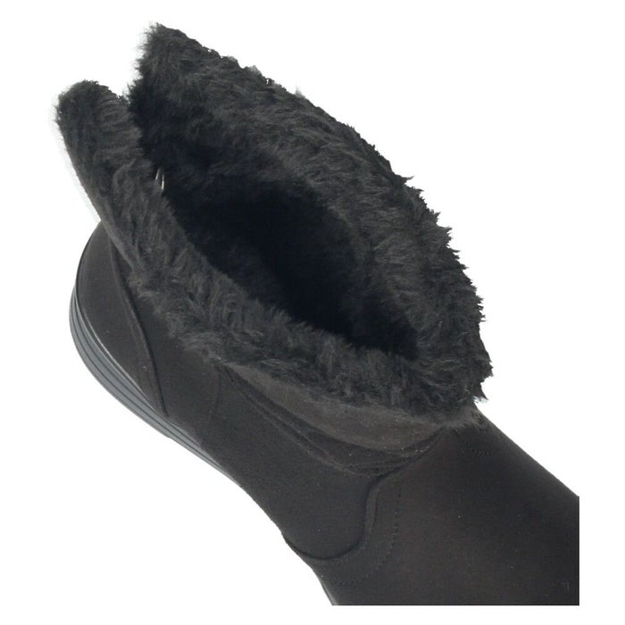 ブーツ レディース 歩きやすい 防水 防寒 防滑 冬 軽量 ミドル丈 ブーツ ボア 黒 スエード 幅広 4E ゆったり 靴 ALUFORT アルフォート 93951