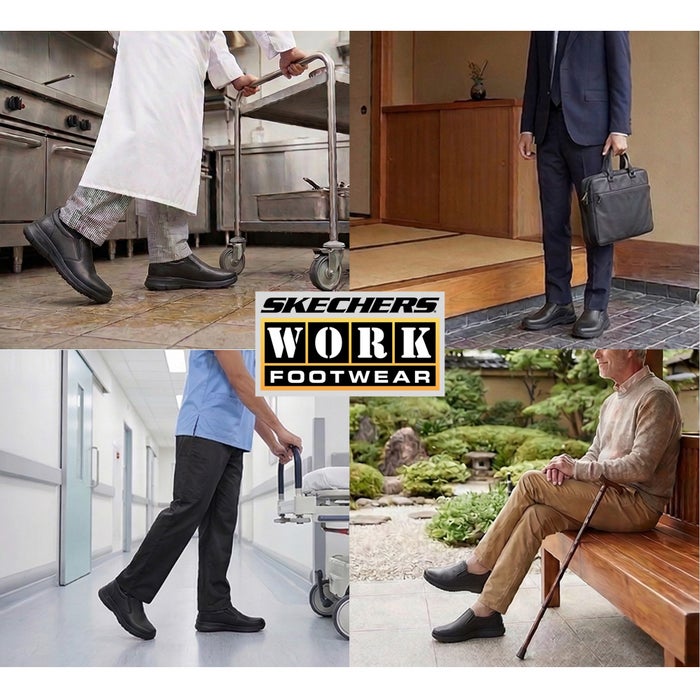 スケッチャーズ スリップインズ メンズ ガルザ スニーカー ビジネスシューズ カジュアル スリッポン ワーク スリップレジスタント SKECHERS Slip-ins 200315 ブラック 黒 軽量 走れる 仕事 本革 Parade限定商品