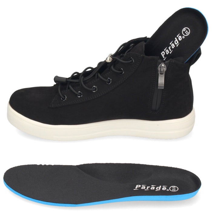 防水スニーカー レディース ミッドカット 防滑 軽量 晴雨兼用 ゴム紐 サイドジップ レインシューズ レインスニーカー Parade 51712