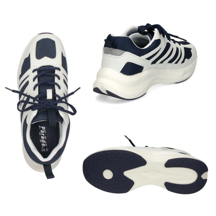 スニーカー メンズ 紐 靴 撥水加工 4E 幅広 ローカット 軽量 通勤 通学 ウォーキング ブラック ホワイト Parade パレード 58303