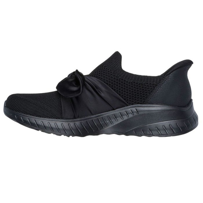 スケッチャーズ スリップインズ レディース スリッポン スニーカー ブラック 黒 オフホワイト ボブス スポート スクワッド カオス インスパイア アウェイ ノーマル幅 リボン SKECHERS 117630 Parade限定商品