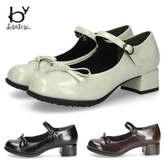 byあしながおじさん おでこ バレエパンプス レディース パンプス メリージェーン 4cm ヒール ストラップ かわいい 歩きやすい 痛くない 8710625