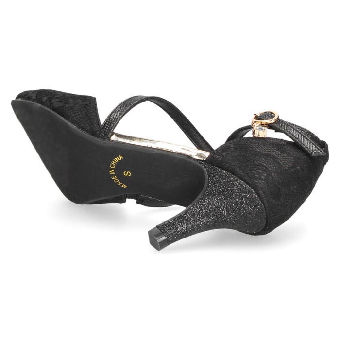 パンプス 結婚式 オケージョン ストラップ ハイヒール 7cmヒール レース ラメ ポインテッドトゥ お呼ばれ 二次会 パーティ 61118 Parade