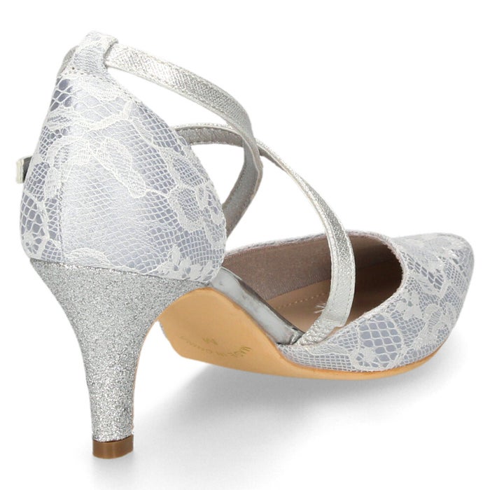 パンプス 結婚式 オケージョン ストラップ ハイヒール 7cmヒール レース ラメ ポインテッドトゥ お呼ばれ 二次会 パーティ 61118 Parade