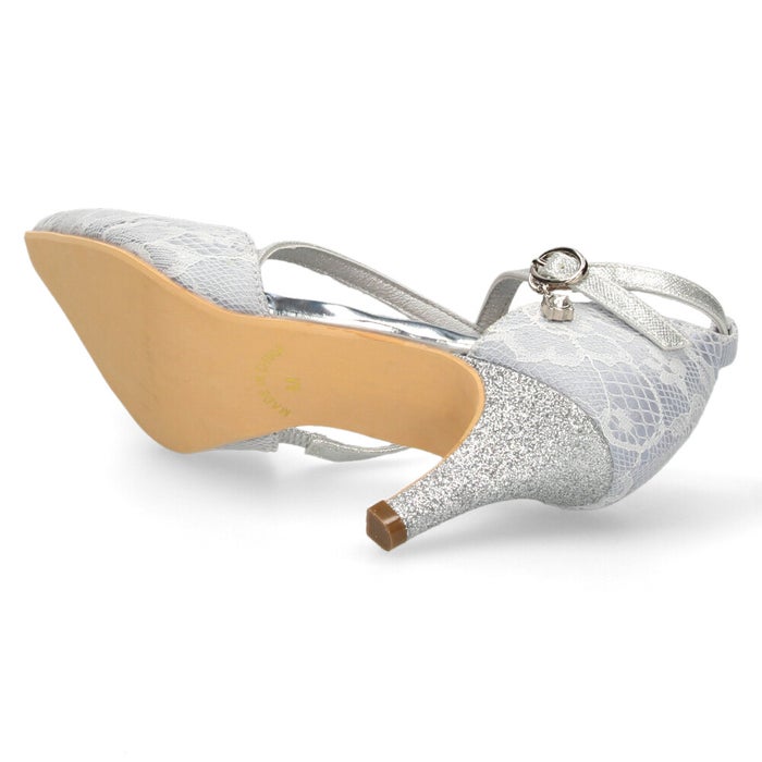 パンプス 結婚式 オケージョン ストラップ ハイヒール 7cmヒール レース ラメ ポインテッドトゥ お呼ばれ 二次会 パーティ 61118 Parade