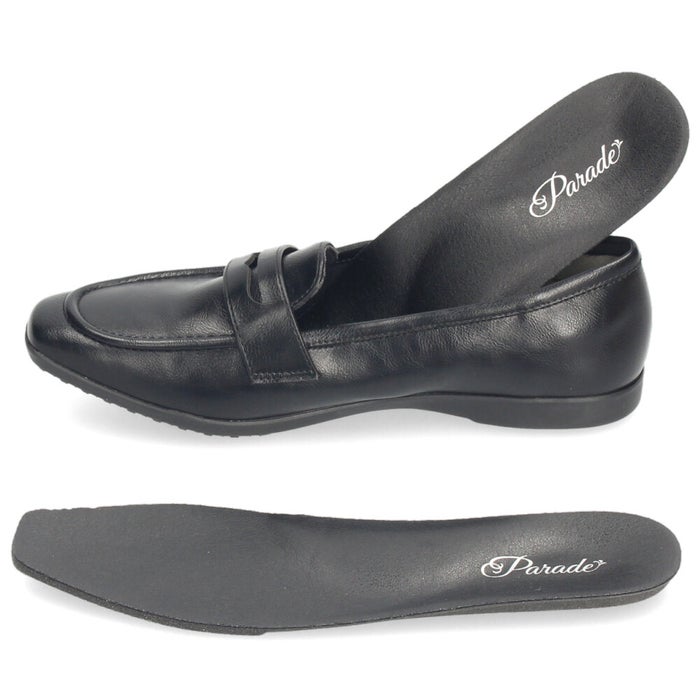 レディース パンプス ローファー フラットパンプス 靴 柔らか 軽量 屈曲性 ゆったり 3E ブラック オーク ふかふかクッション Parade パレード 51117