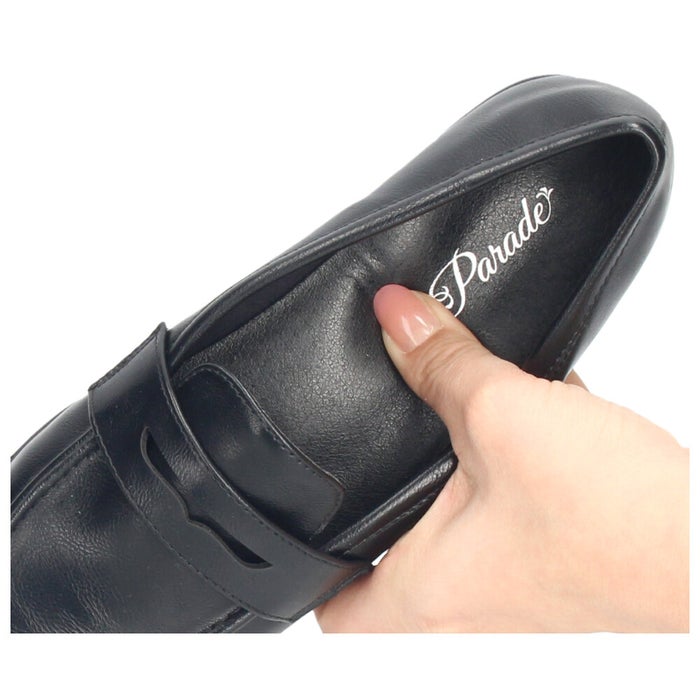 レディース パンプス ローファー フラットパンプス 靴 柔らか 軽量 屈曲性 ゆったり 3E ブラック オーク ふかふかクッション Parade パレード 51117