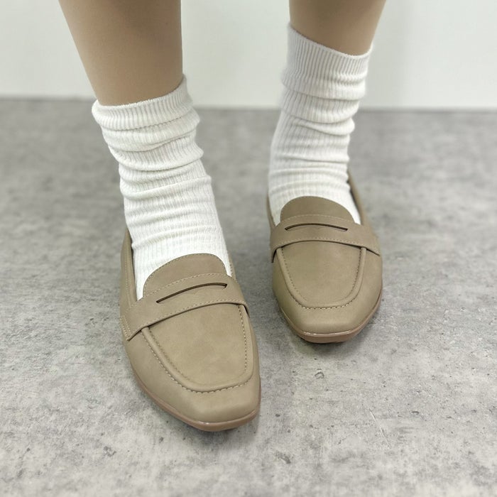 レディース パンプス ローファー フラットパンプス 靴 柔らか 軽量 屈曲性 ゆったり 3E ブラック オーク ふかふかクッション Parade パレード 51117