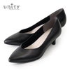 unity ユニティ パンプス ローヒール 黒パンプス 8082 B ブラック 本革 フォーマル レザー ポインテッドトゥ Vカット ワイズ 2E 冠婚葬祭 ベーシック 