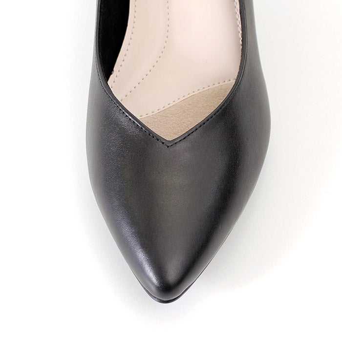 unity ユニティ パンプス ローヒール 黒パンプス 8082 B ブラック 本革 フォーマル レザー ポインテッドトゥ Vカット ワイズ 2E 冠婚葬祭 ベーシック 