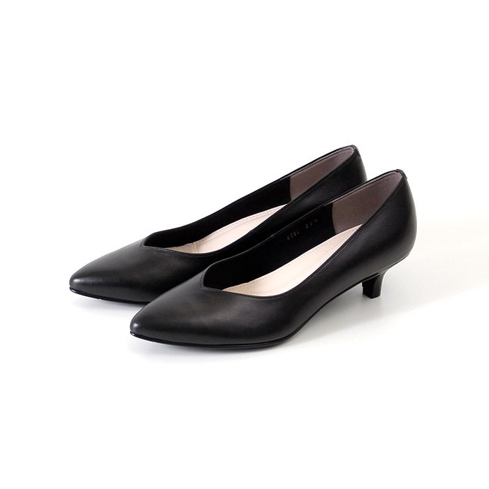 unity ユニティ パンプス ローヒール 黒パンプス 8082 B ブラック 本革 フォーマル レザー ポインテッドトゥ Vカット ワイズ 2E 冠婚葬祭 ベーシック 