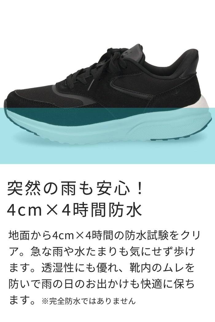 スニーカー レディース ハンズフリー 防水 手を使わずに履ける 靴 スリッポン 軽量 楽すぽっ Parade 51716 黒 ブラック ワイン