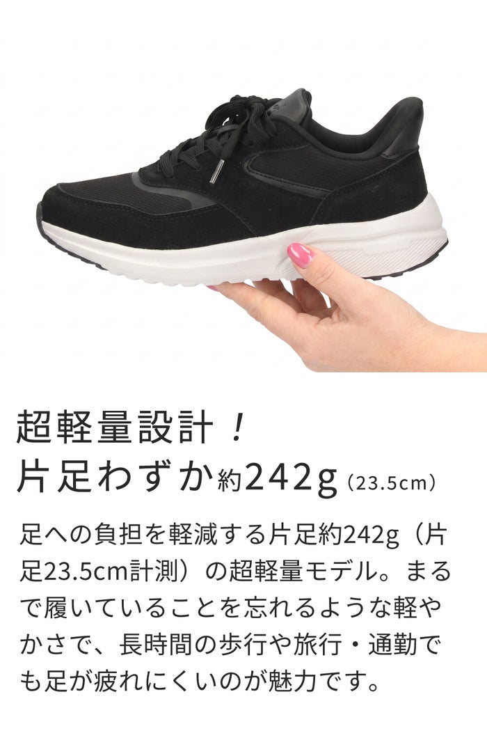 スニーカー レディース ハンズフリー 防水 手を使わずに履ける 靴 スリッポン 軽量 楽すぽっ Parade 51716 黒 ブラック ワイン