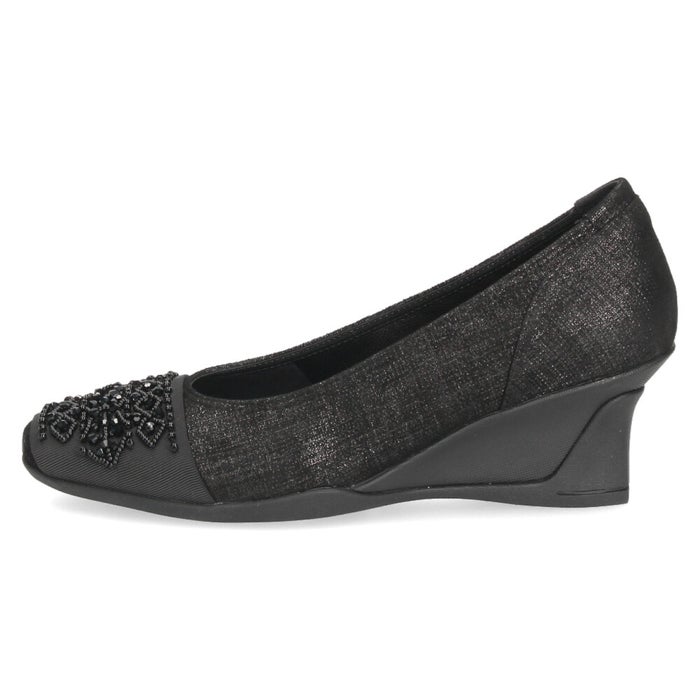 パンプス レディース 黒 本革 靴 通勤 ウェッジソール スクエアトゥ コンポジションナイン ビーズモチーフ コンフォートパンプス COMPOSITION9 2954