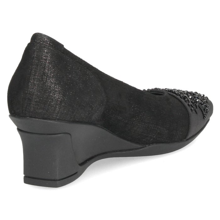 パンプス レディース 黒 本革 靴 通勤 ウェッジソール スクエアトゥ コンポジションナイン ビーズモチーフ コンフォートパンプス COMPOSITION9 2954