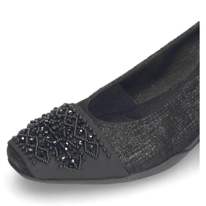 パンプス レディース 黒 本革 靴 通勤 ウェッジソール スクエアトゥ コンポジションナイン ビーズモチーフ コンフォートパンプス COMPOSITION9 2954