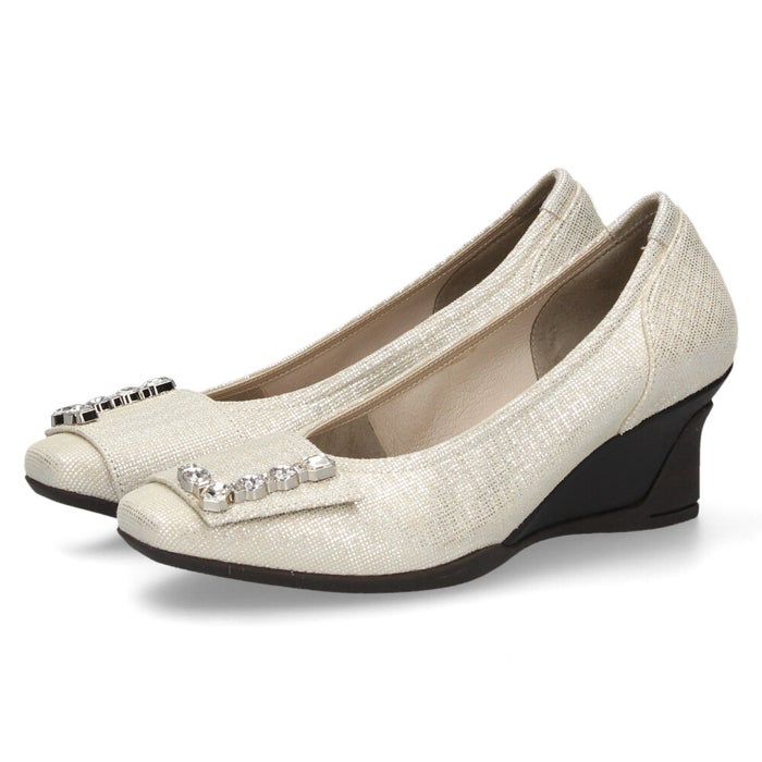 パンプス レディース 黒 靴 本革 通勤 ウェッジソール スクエアトゥ コンポジションナイン ビジュー モチーフ コンフォートパンプス COMPOSITION9 3126