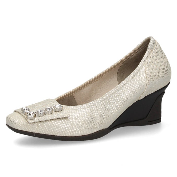 パンプス レディース 黒 靴 本革 通勤 ウェッジソール スクエアトゥ コンポジションナイン ビジュー モチーフ コンフォートパンプス COMPOSITION9 3126