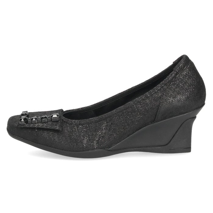 パンプス レディース 黒 靴 本革 通勤 ウェッジソール スクエアトゥ コンポジションナイン ビジュー モチーフ コンフォートパンプス COMPOSITION9 3126