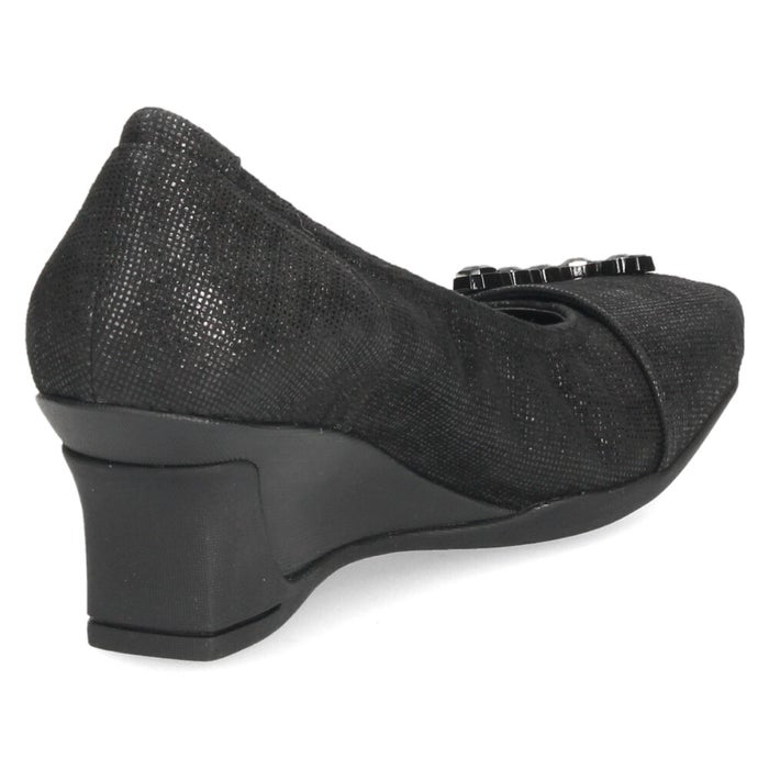 パンプス レディース 黒 靴 本革 通勤 ウェッジソール スクエアトゥ コンポジションナイン ビジュー モチーフ コンフォートパンプス COMPOSITION9 3126