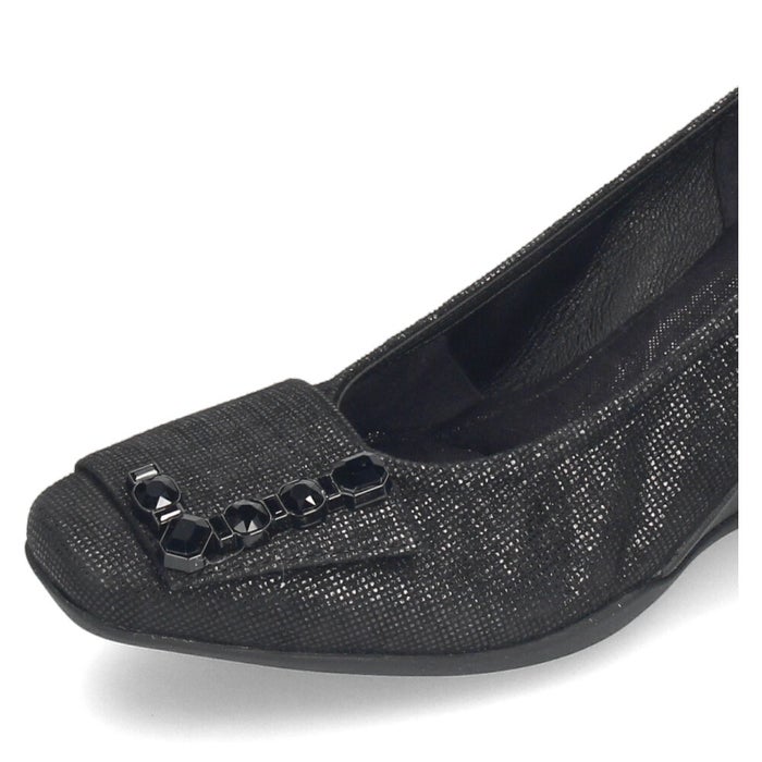 パンプス レディース 黒 靴 本革 通勤 ウェッジソール スクエアトゥ コンポジションナイン ビジュー モチーフ コンフォートパンプス COMPOSITION9 3126