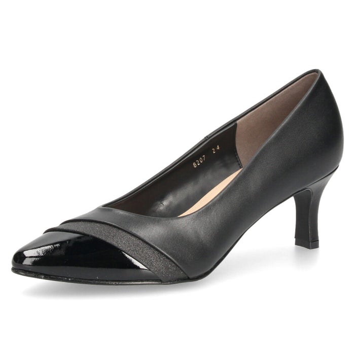 unity ユニティ パンプス ポインテッドトゥ 6ｃｍ ヒール ミドルヒール レディース 靴 黒 ラメ フォーマル 軽量 478207