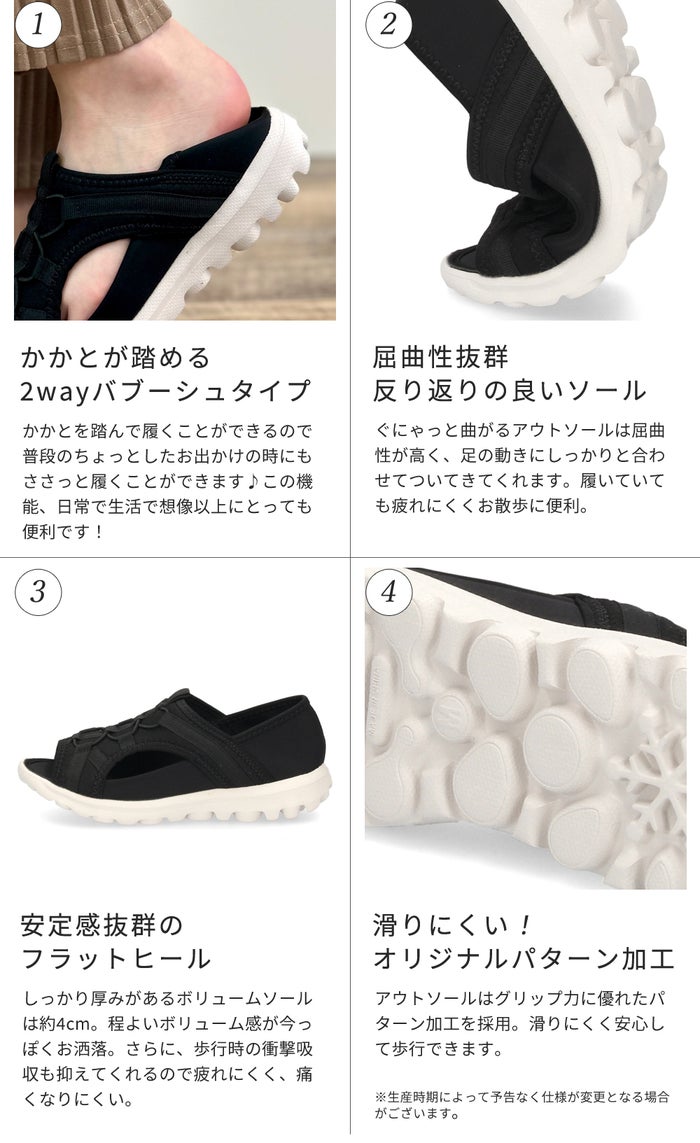 サンダル レディース スポーツサンダル 軽量 通気性 かかとが踏める 2WAY 歩きやすい カジュアル スポーティ 51305 Parade