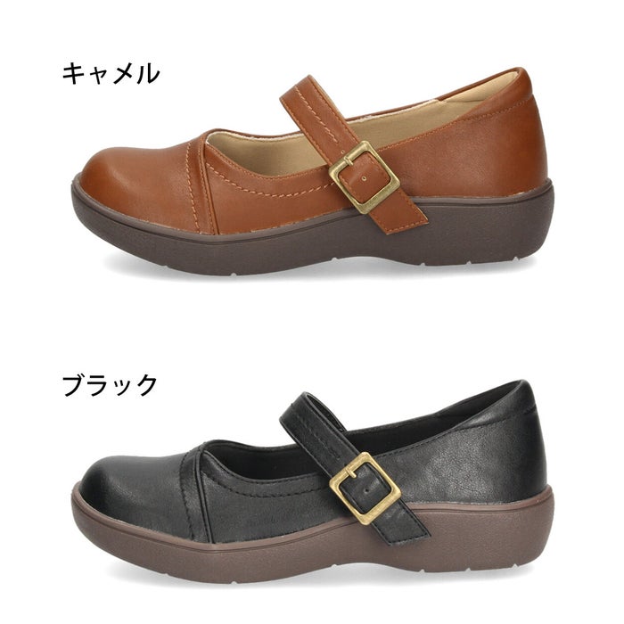 メリージェーンシューズ レディース 靴 ストラップシューズ パンプス 軽量 やわらかい ラウンドトゥ 黒 茶 ブラック キャメル 51306 Parade