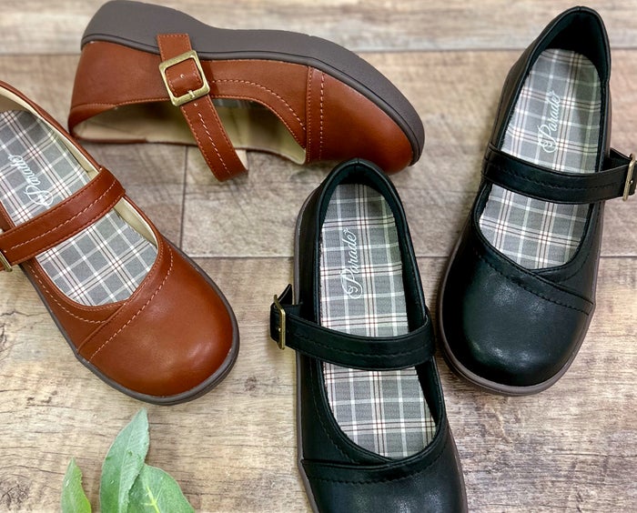 メリージェーンシューズ レディース 靴 ストラップシューズ パンプス 軽量 やわらかい ラウンドトゥ 黒 茶 ブラック キャメル 51306 Parade