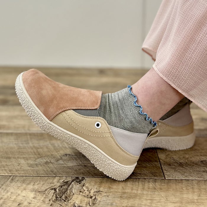 スリッポン レディース ３E 幅広 軽量 2WAY カジュアルシューズ 靴 サイドゴア 歩きやすい 疲れにくい 柔らか 51308 Parade