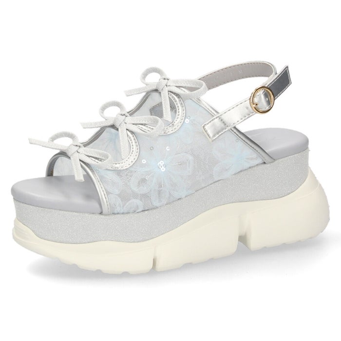 byあしながおじさん 厚底グリッターリボンサンダル レディース 靴 厚底 サンダル キラキラ リボン 可愛い 歩きやすい 8990007