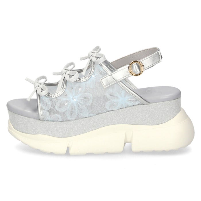 byあしながおじさん 厚底グリッターリボンサンダル レディース 靴 厚底 サンダル キラキラ リボン 可愛い 歩きやすい 8990007