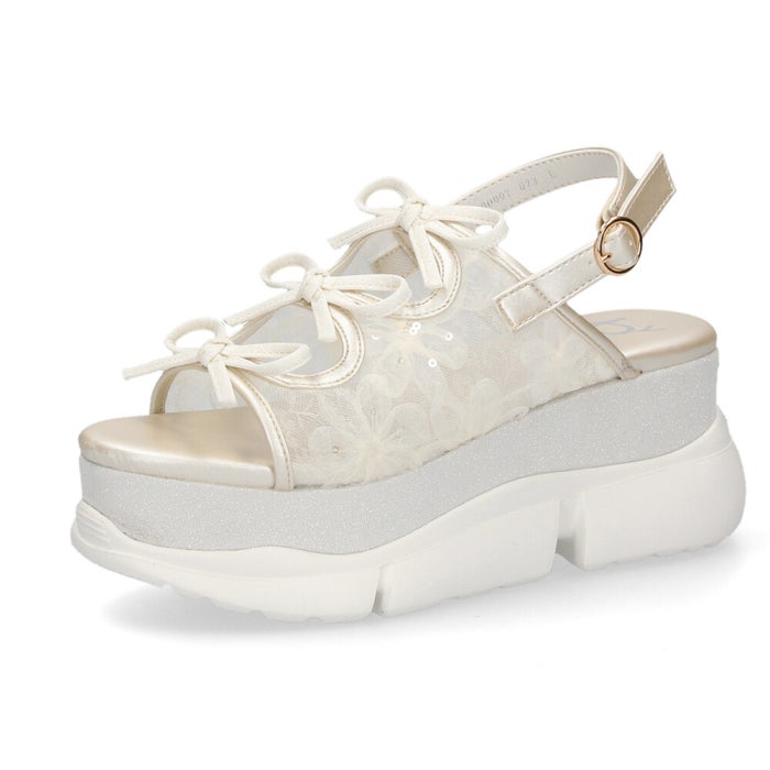 byあしながおじさん 厚底グリッターリボンサンダル レディース 靴 厚底 サンダル キラキラ リボン 可愛い 歩きやすい 8990007