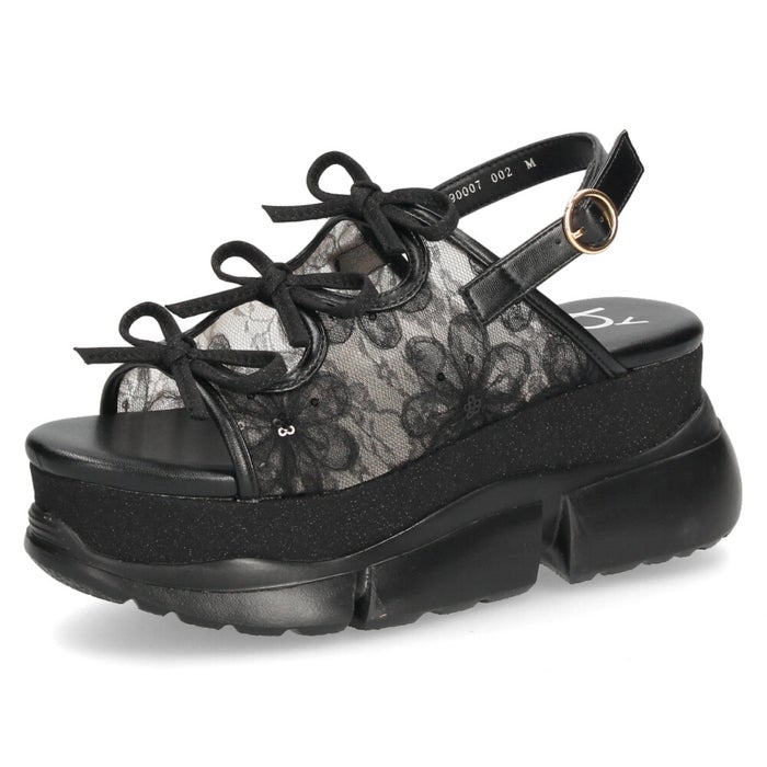 byあしながおじさん 厚底グリッターリボンサンダル レディース 靴 厚底 サンダル キラキラ リボン 可愛い 歩きやすい 8990007