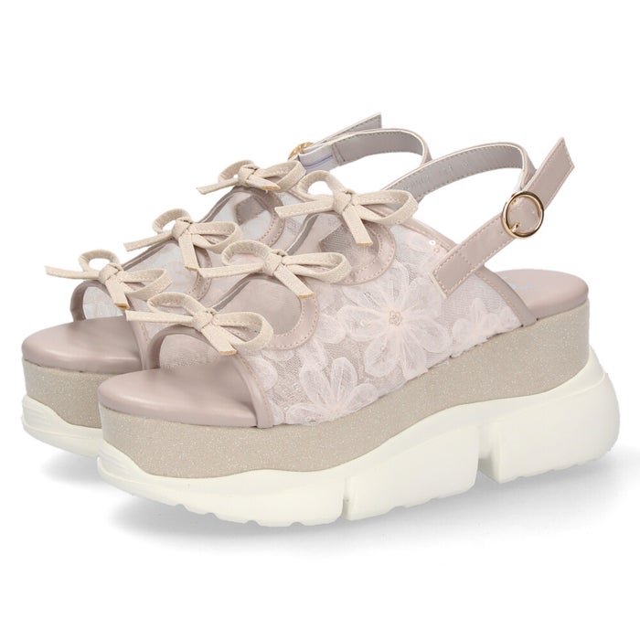 byあしながおじさん 厚底グリッターリボンサンダル レディース 靴 厚底 サンダル キラキラ リボン 可愛い 歩きやすい 8990007