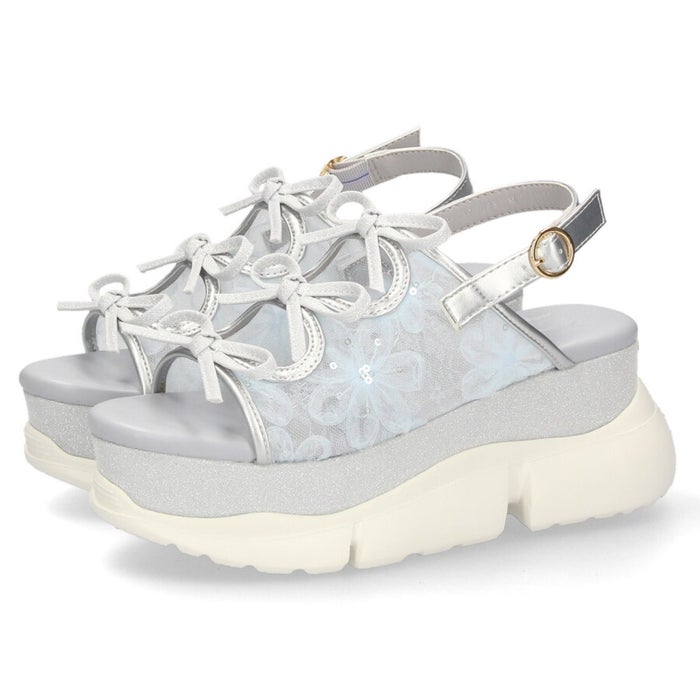 byあしながおじさん 厚底グリッターリボンサンダル レディース 靴 厚底 サンダル キラキラ リボン 可愛い 歩きやすい 8990007