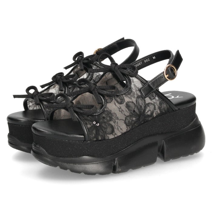 byあしながおじさん 厚底グリッターリボンサンダル レディース 靴 厚底 サンダル キラキラ リボン 可愛い 歩きやすい 8990007