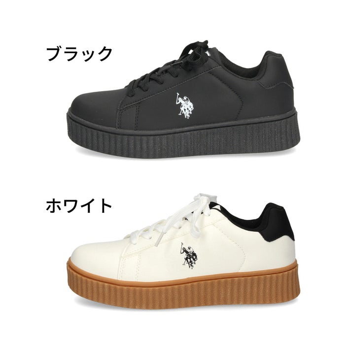 レディース スニーカー ローカット 厚底 靴 ブラック ホワイト クオーターホース ユーエスポロアッスン U.S. POLO ASSN. PL00811