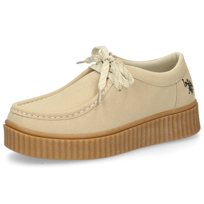 レディース カジュアルシューズ モカシン 厚底 靴 ブラック ベージュ ユーエスポロアッスン U.S. POLO ASSN. PLL00954