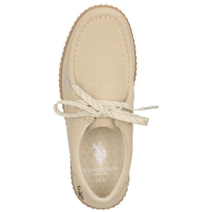 レディース カジュアルシューズ モカシン 厚底 靴 ブラック ベージュ ユーエスポロアッスン U.S. POLO ASSN. PLL00954