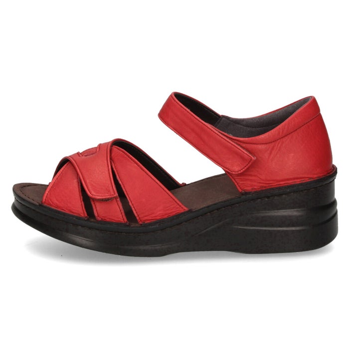 サンダル レディース 本革 カジュアル クッション性 黒 レザー 面テープ NICO 42091 日本製 歩きやすい 幅広対応